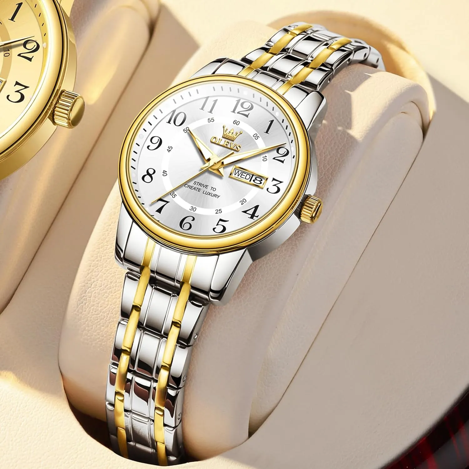 OLEVS Watch Women Two Tone Watches for Women with Date Dress Womens Watches for Small Wrists Luxury Easy Read Watches for Women Waterproof Blue/Black/Gold/Silver Dial Reloj para Mujer