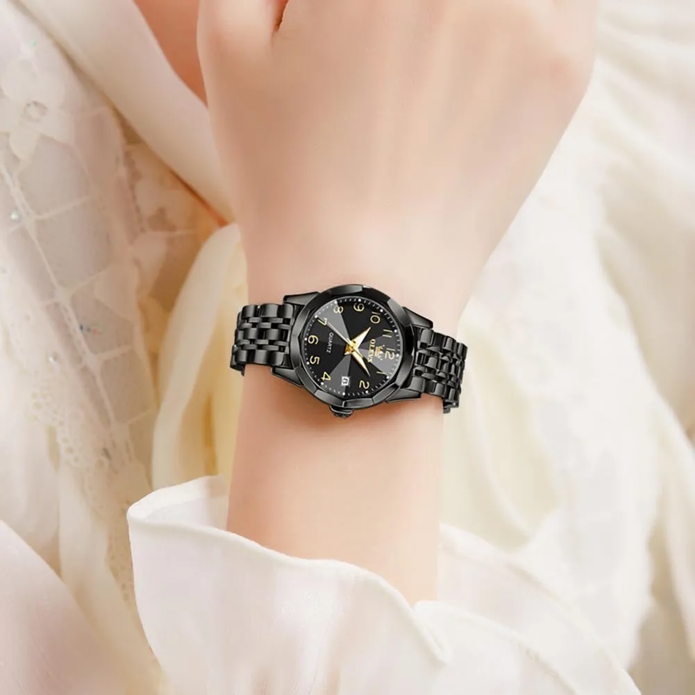 OLEVS Womens Watch Classic Dress Number Female Watches for Ladies Analog Quartz Stainless Steel Waterproof Luminous Day Date Two Tone Easy to Read Wristwatch