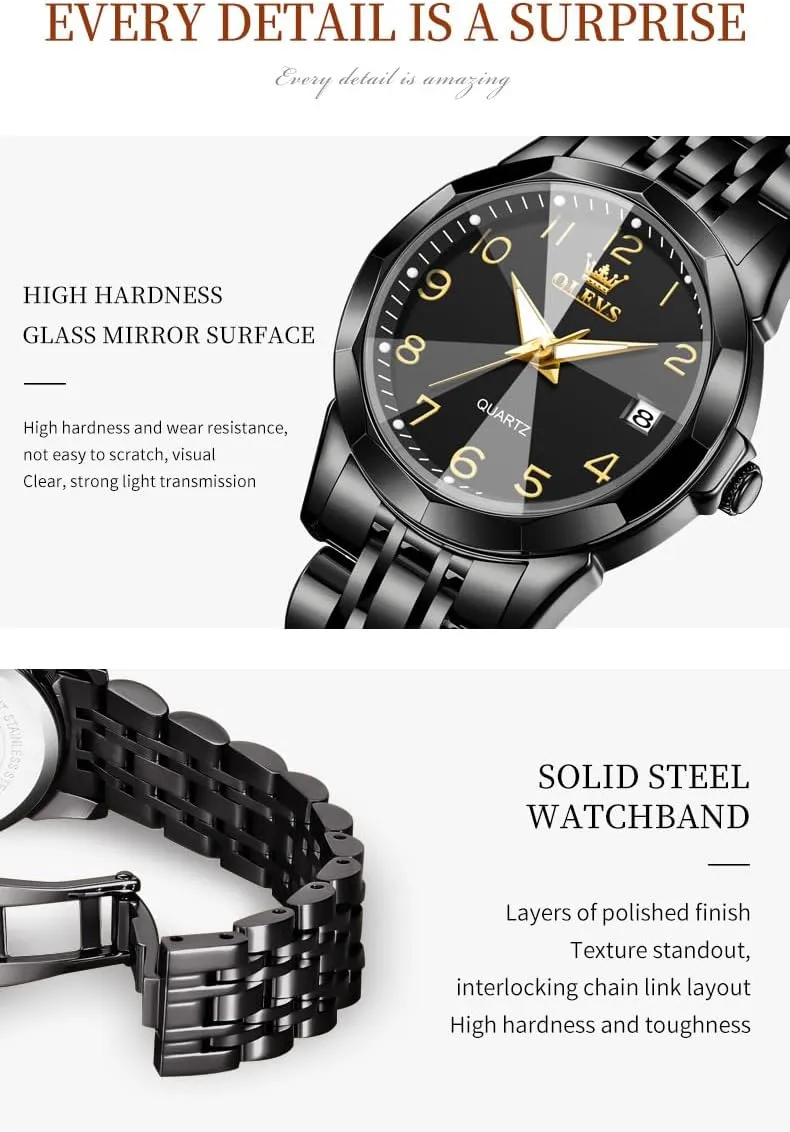 OLEVS Womens Watch Classic Dress Number Female Watches for Ladies Analog Quartz Stainless Steel Waterproof Luminous Day Date Two Tone Easy to Read Wristwatch
