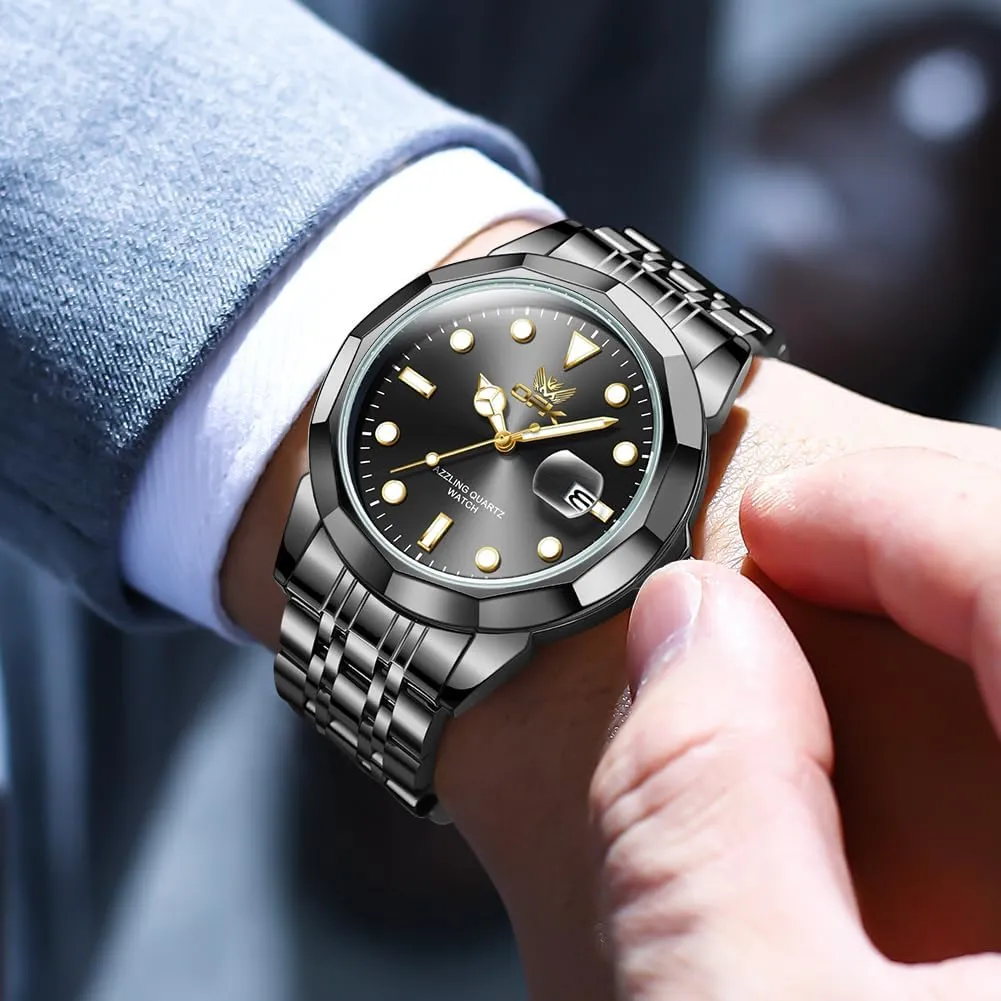 OPK Mens Watch Business Dress Large Analog Stainless Steel Watch for Men Day Casual Man Wrist Watches