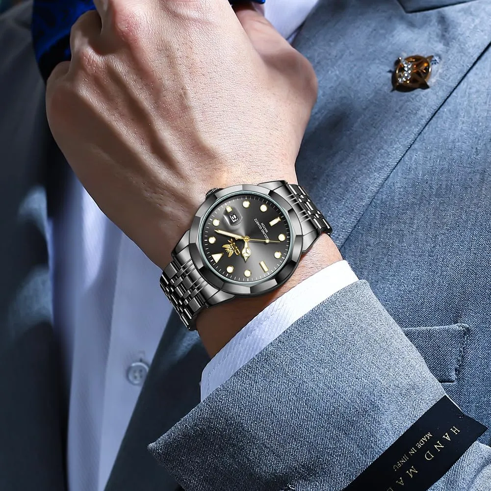 OPK Mens Watch Business Dress Large Analog Stainless Steel Watch for Men Day Casual Man Wrist Watches