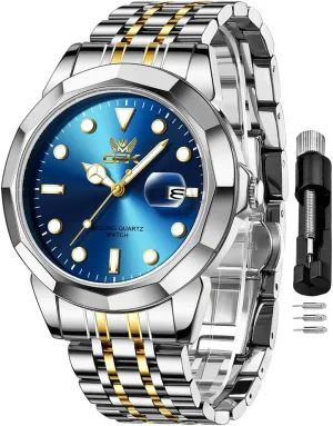 OPK Mens Watch Business Dress Large Analog Stainless Steel Watch for Men Day Casual Man Wrist Watches