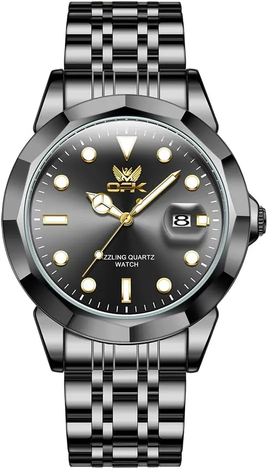 OPK Mens Watch Business Dress Large Analog Stainless Steel Watch for Men Day Casual Man Wrist Watches