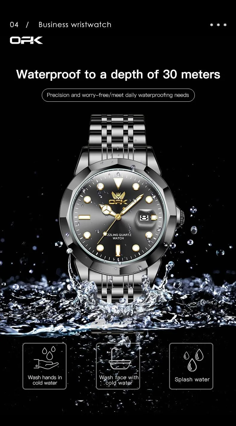 OPK Mens Watch Business Dress Large Analog Stainless Steel Watch for Men Day Casual Man Wrist Watches