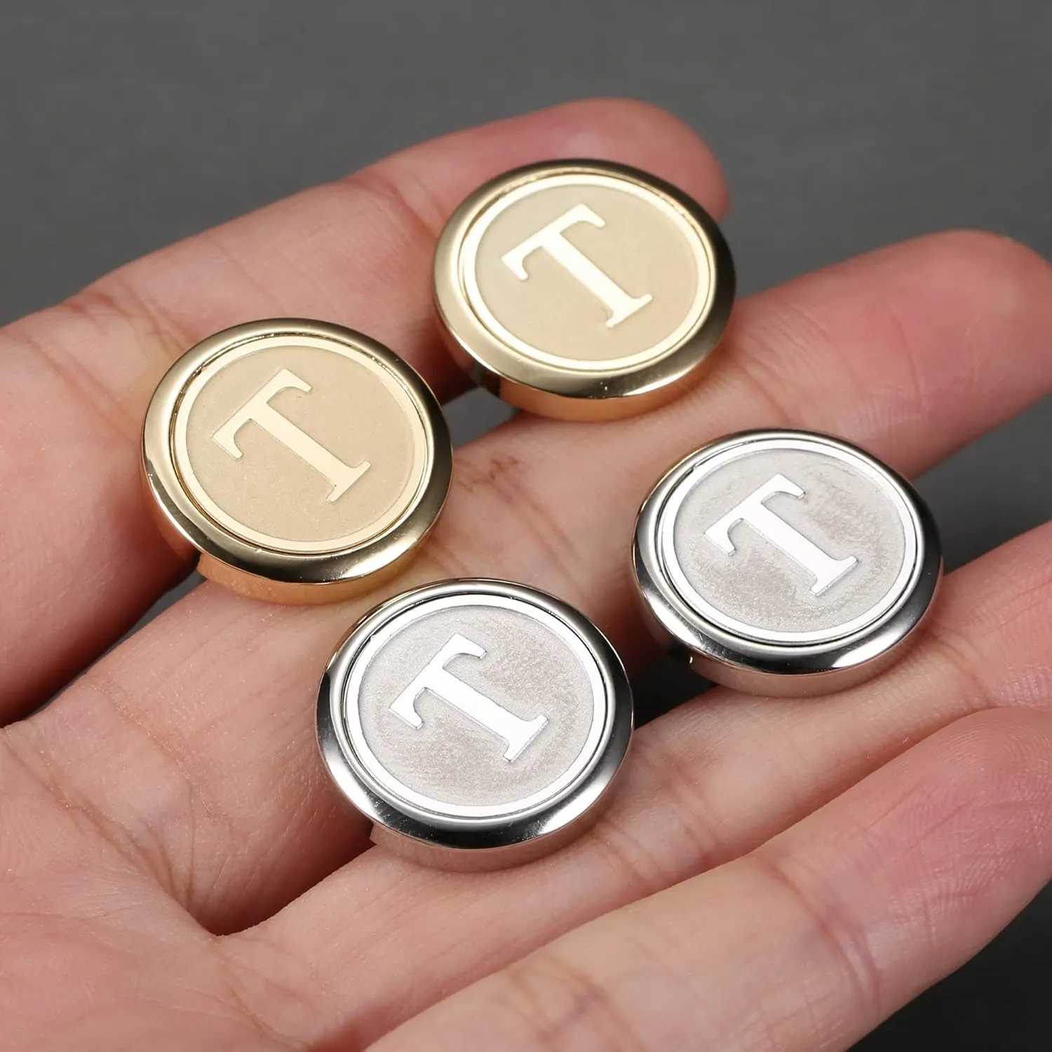 ORAZIO 2 Pairs Cufflinks for Men Stainless Steel Personalized Initial Cufflinks Silver Gold Engraved Cuff Links Alphabet Letter A-Z with Gift Box for Father Husband