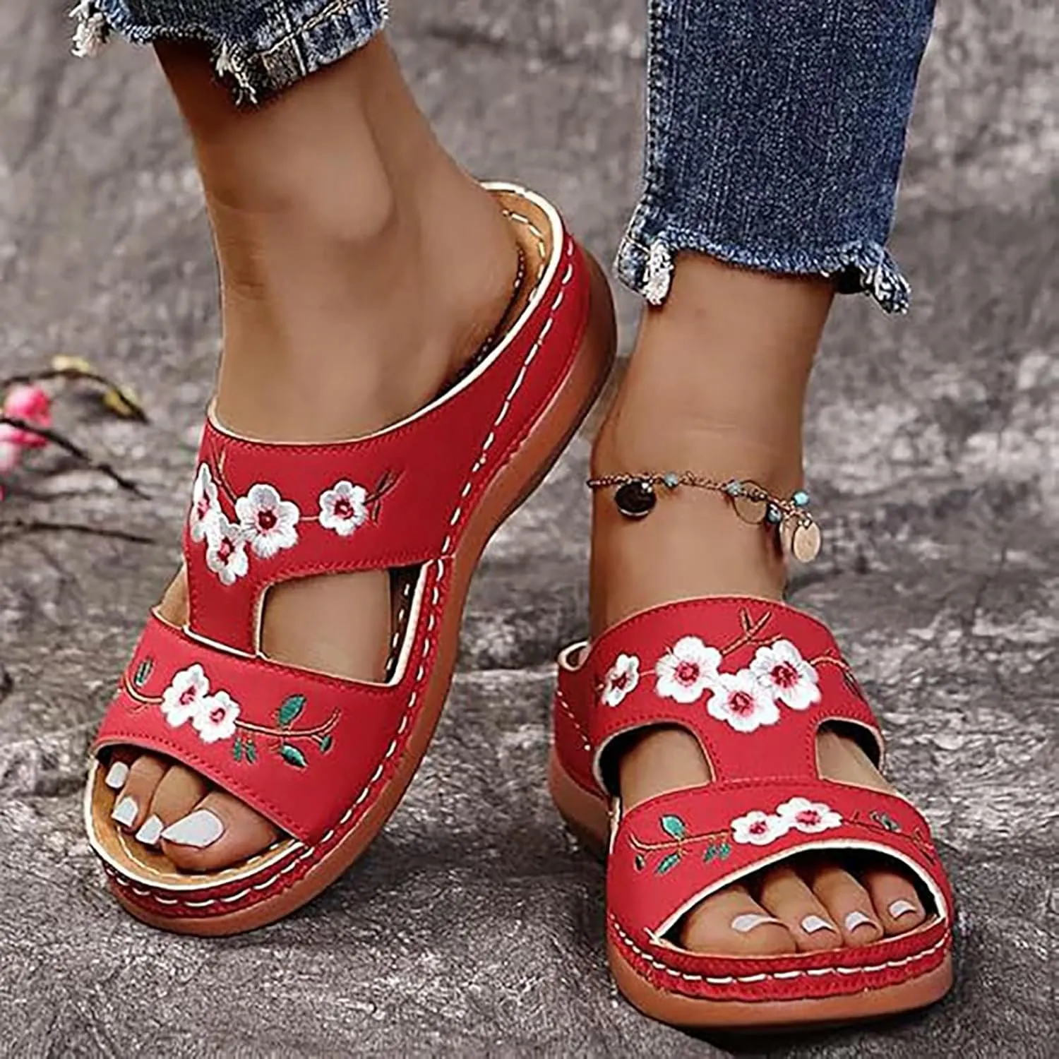 Orthopedic Sandals for Women Casual Arch Support Wedge Flip Flops Summer 2025 Comfortable Trendy Beach Slippers