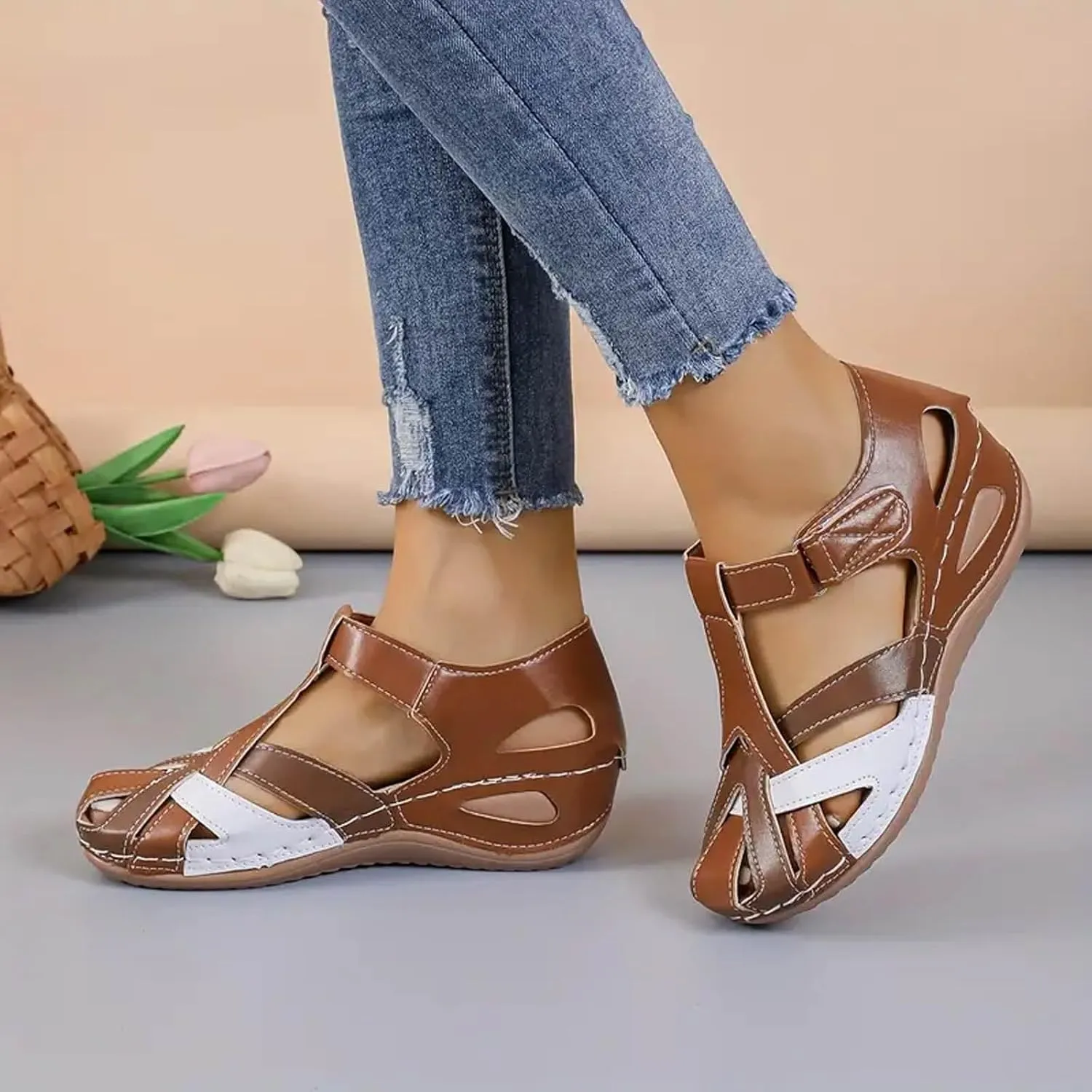 Orthopedic Sandals For Women Closed Toe Platform Wedge Casual Sandal With Arch Support High Heel Sandals for