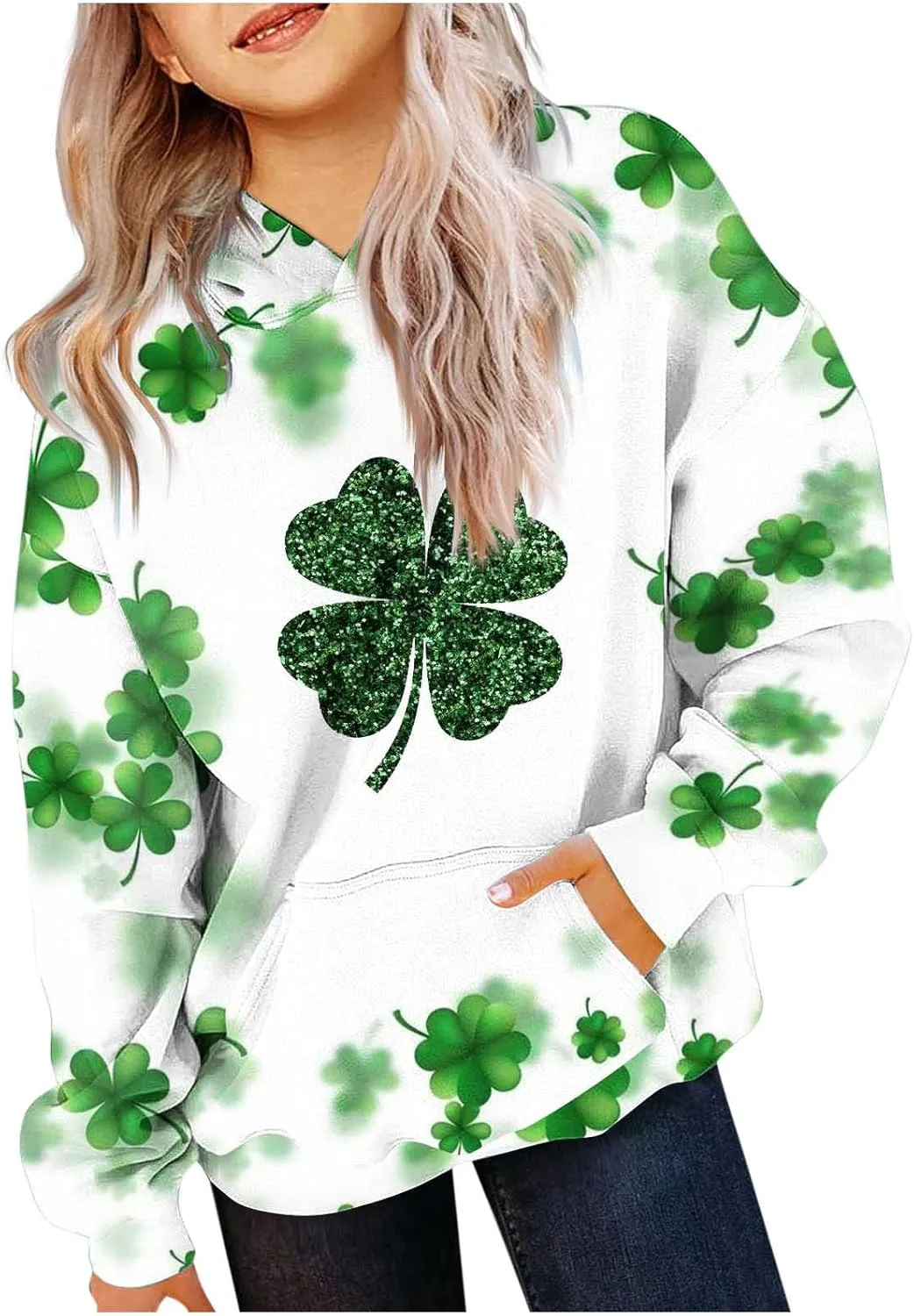 Oversized Hoodies For Teen Girl Cute Heart Graphic Pullover Tops Long Sleeve Hooded Girls Valentines Outfits Clothes