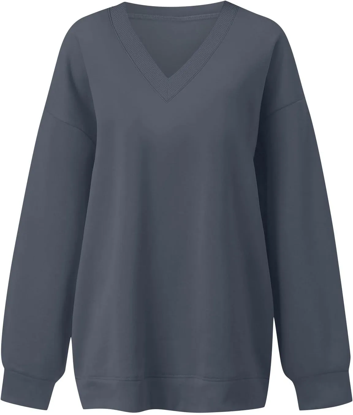 Oversized Sweatshirt For Women Plus Size V Neck Long Sleeve Drop Shoulder Pullover Hoodies Trendy Winter Clothes