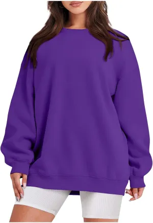 Oversized Sweatshirt For Women,2024 Fall Casual Crewneck Pullover Sweatshirt Soft Comfy Fleece Long Sleeve Sweatshirt