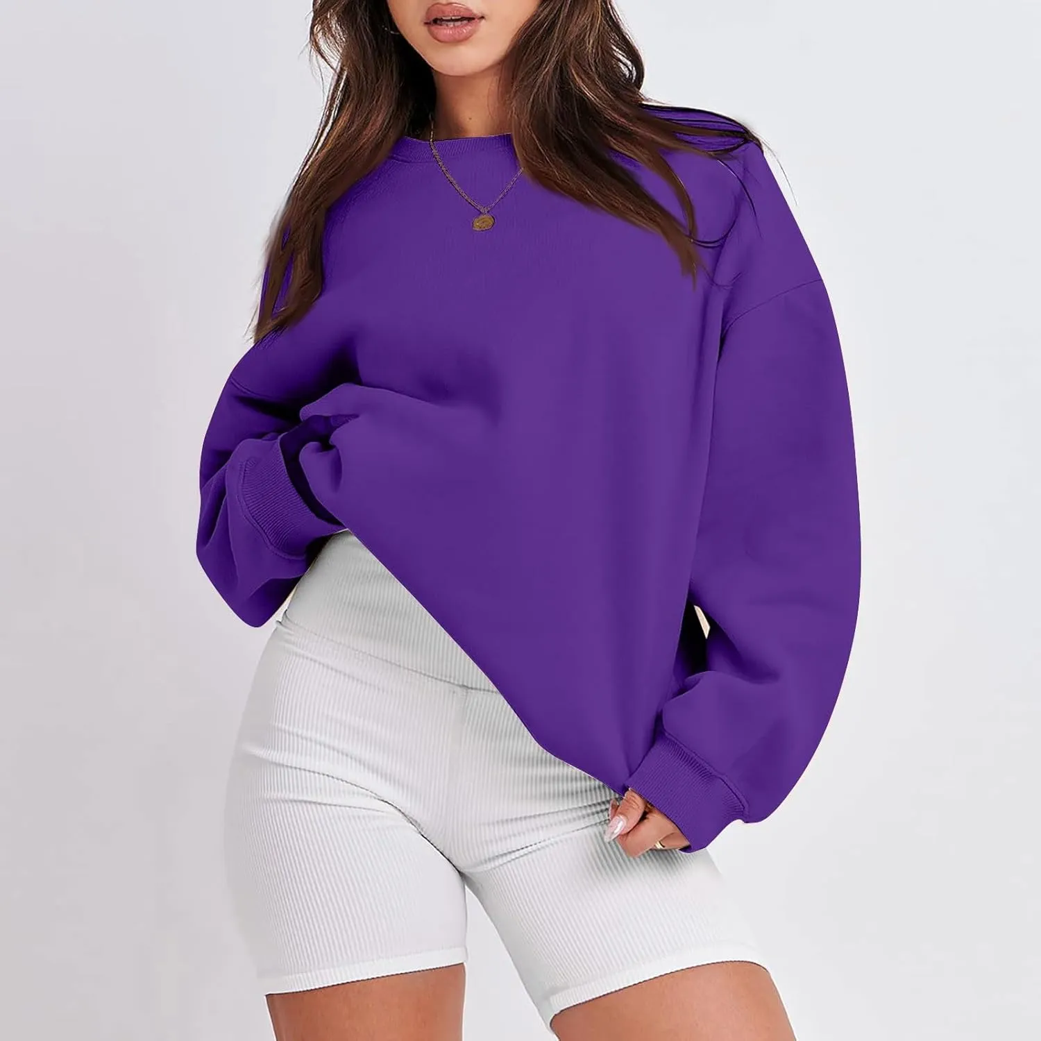 Oversized Sweatshirt For Women,2024 Fall Casual Crewneck Pullover Sweatshirt Soft Comfy Fleece Long Sleeve Sweatshirt