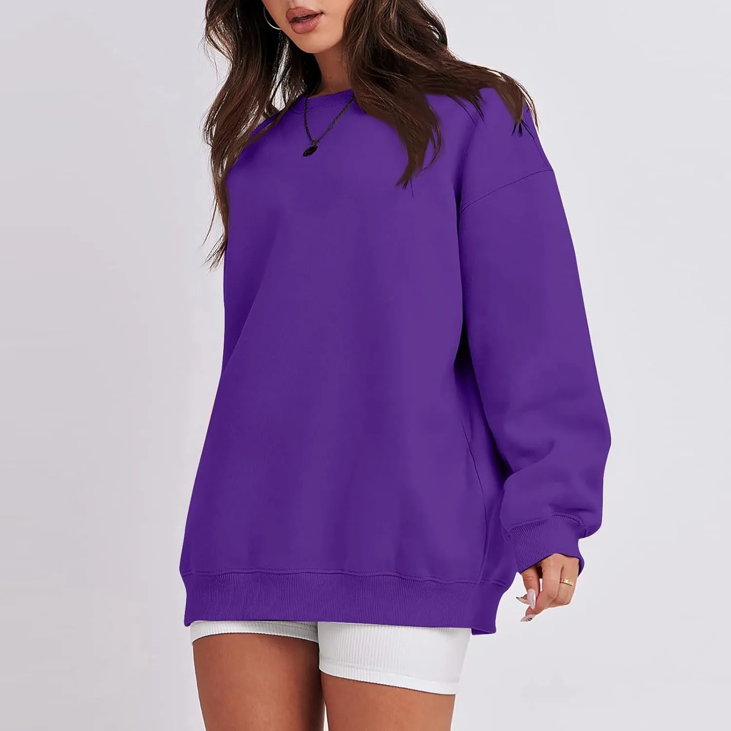 Oversized Sweatshirt For Women,2024 Fall Casual Crewneck Pullover Sweatshirt Soft Comfy Fleece Long Sleeve Sweatshirt
