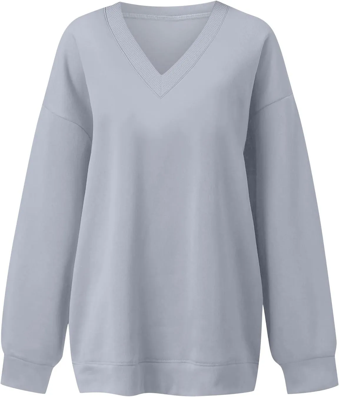 Oversized Sweatshirt For Women,2024 Trendy V Neck Soft Fleece Preppy Sweatshirt Long Sleeve Pullover Fall Clothes