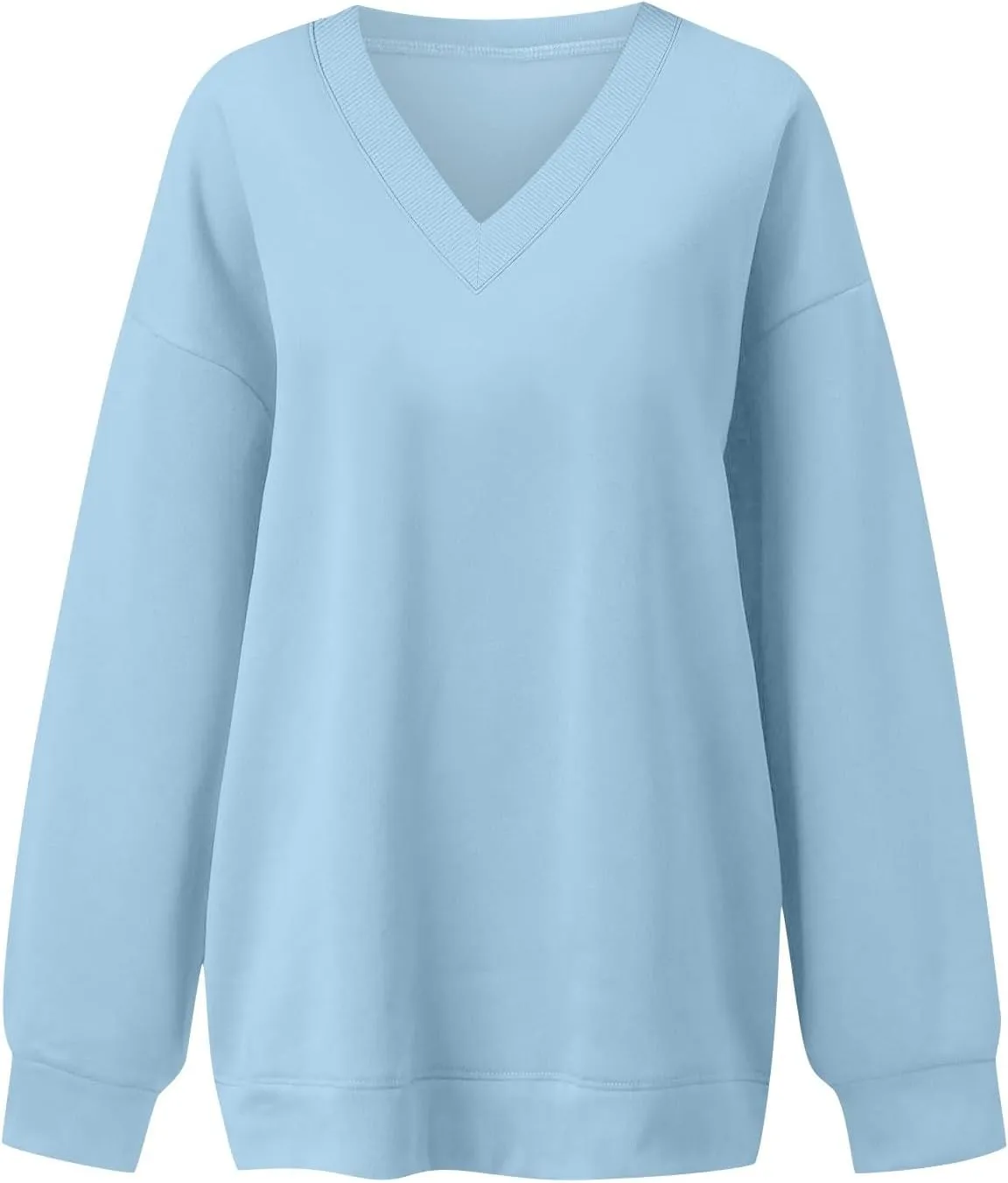 Oversized Sweatshirt For Women,2024 Trendy V Neck Soft Fleece Preppy Sweatshirt Long Sleeve Pullover Fall Clothes