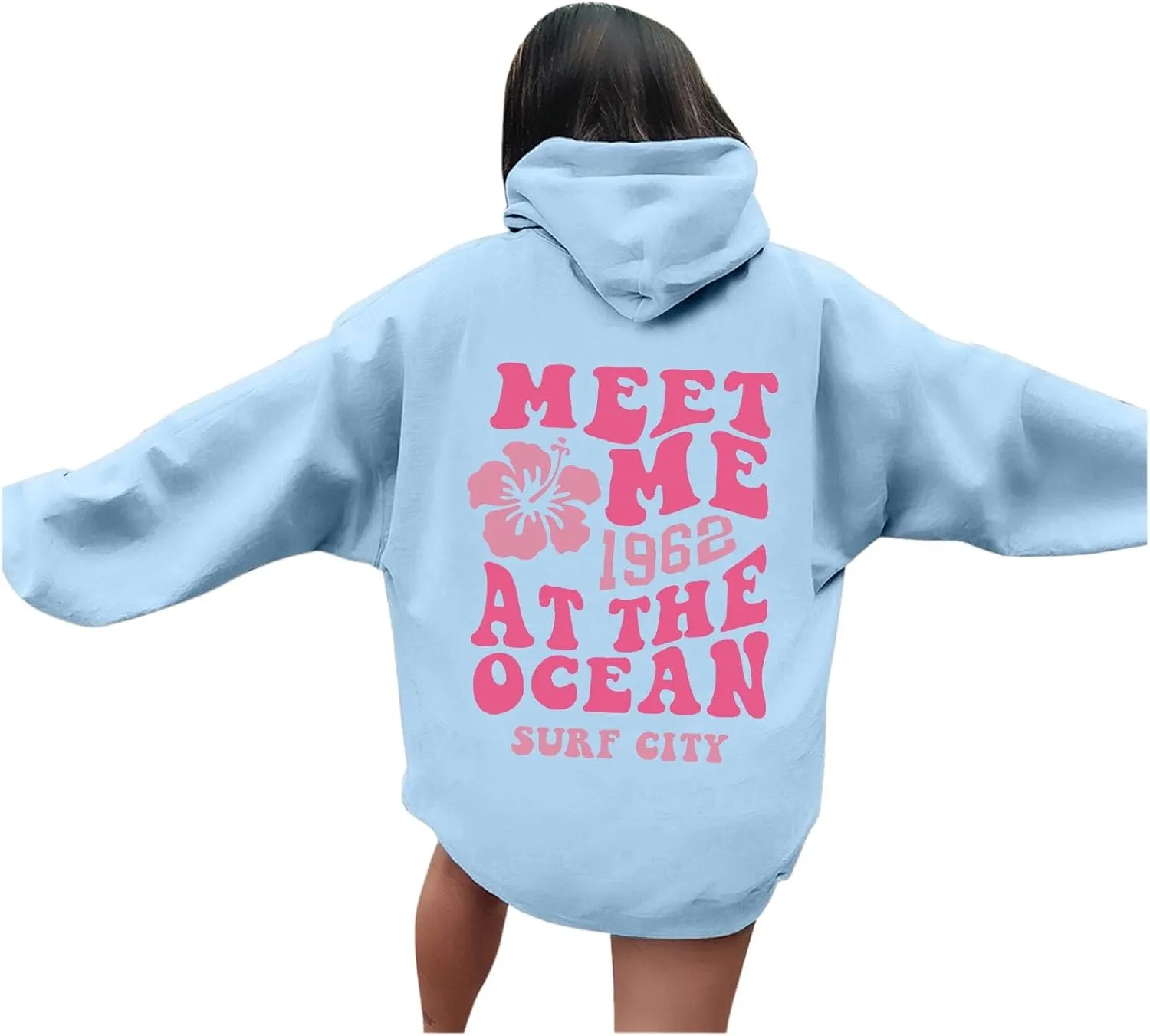 Palm Puff Hoodie for Women Oversized Preppy Sweatshirt Teen Girls Y2K Cute Graphic Long Sleeve Casual Pullover Top