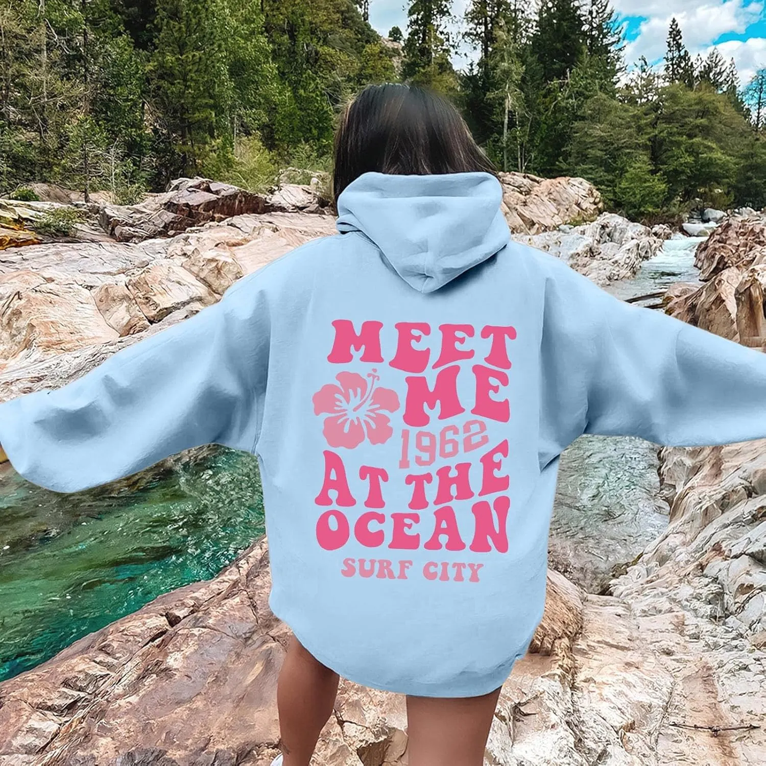 Palm Puff Hoodie for Women Oversized Preppy Sweatshirt Teen Girls Y2K Cute Graphic Long Sleeve Casual Pullover Top