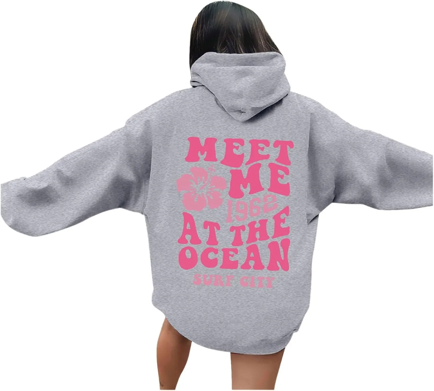 Palm Puff Hoodie for Women Oversized Preppy Sweatshirt Teen Girls Y2K Cute Graphic Long Sleeve Casual Pullover Top