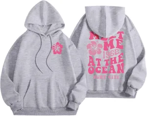 Palm Puff Hoodie for Women Oversized Preppy Sweatshirt Teen Girls Y2K Cute Graphic Long Sleeve Casual Pullover Top