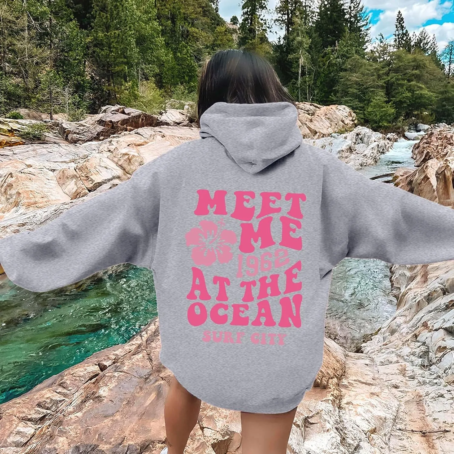 Palm Puff Hoodie for Women Oversized Preppy Sweatshirt Teen Girls Y2K Cute Graphic Long Sleeve Casual Pullover Top