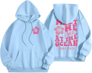 Palm Puff Hoodie for Women Oversized Preppy Sweatshirt Teen Girls Y2K Cute Graphic Long Sleeve Casual Pullover Top