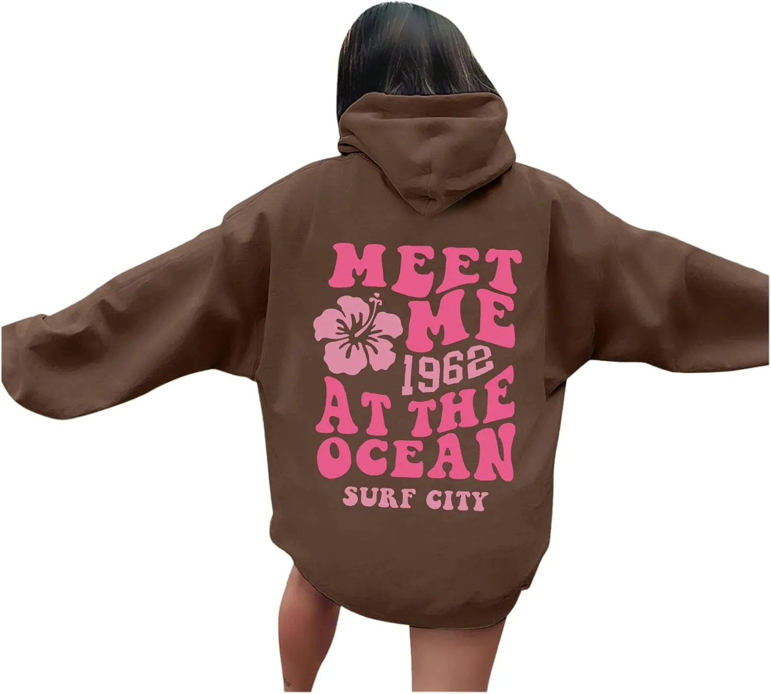 Palm Puff Hoodie for Women Oversized Preppy Sweatshirt Teen Girls Y2K Cute Graphic Long Sleeve Casual Pullover Top