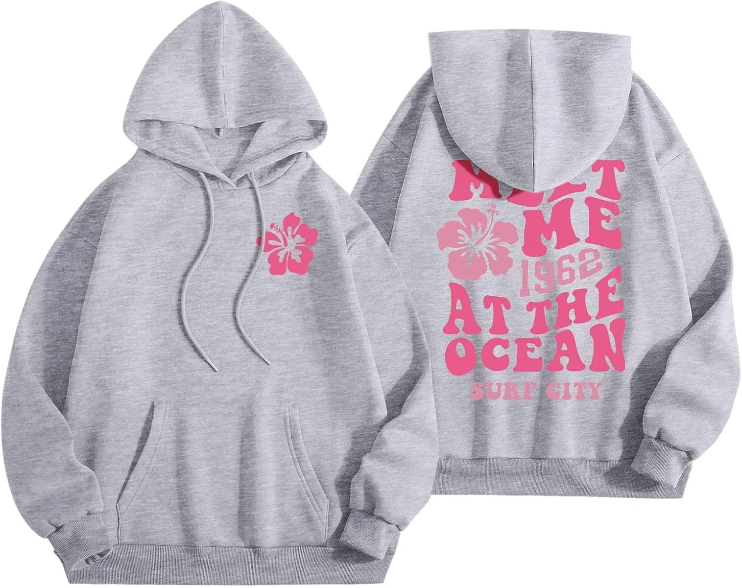 Palm Puff Hoodie for Women Oversized Preppy Sweatshirt Teen Girls Y2K Cute Graphic Long Sleeve Casual Pullover Top
