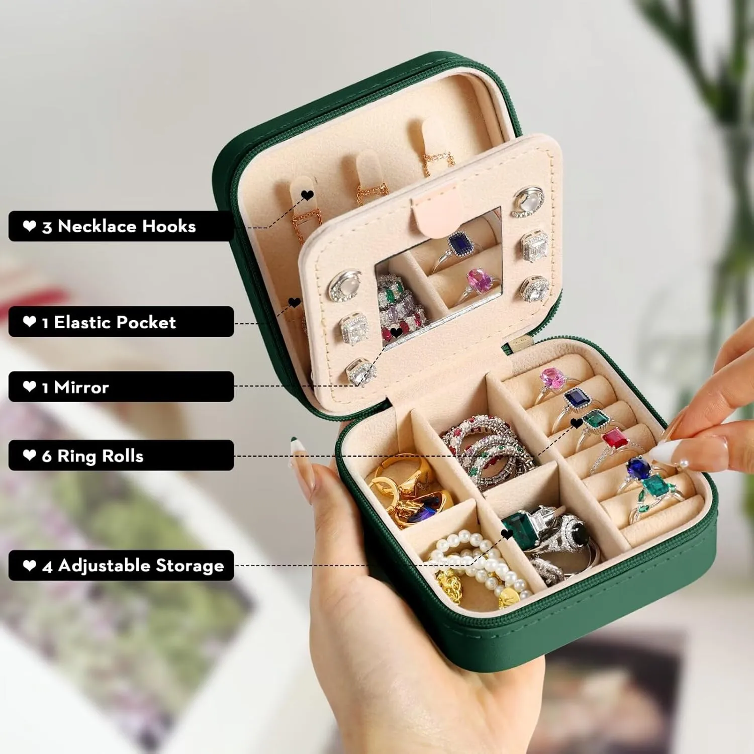 Parima Travel Jewelry Case Jewelry Box - Portable Small Jewelry Boxes Jewelry Organizer Travel Accessories Essentials for Vocation Birthday Gifts for Women Teen Girls Monogrammed Jewelry Case L Blue