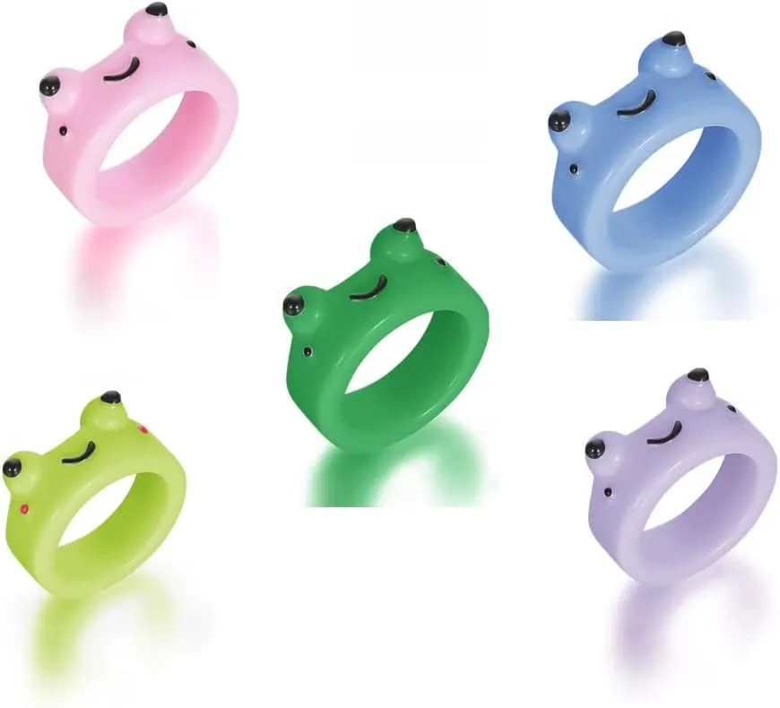 Pastel Pop Glossy Glaze Rings ??Mixed Acrylic Styles for Women, Dainty & Chunky Aesthetic Ring for Everyday Looks, Party Favors & Friendship Gifts