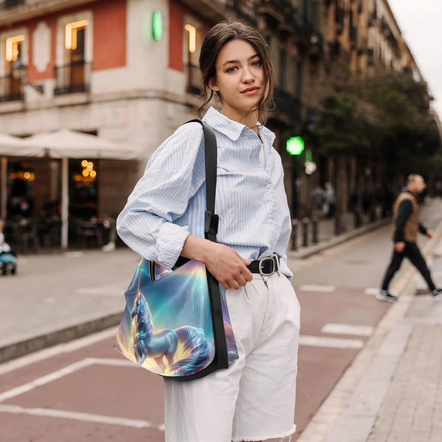 Patches of Buttons with Colors Cross Body Shoulder Bag Leather, Women's Shoulder Bag, Leather Shoulder Bag