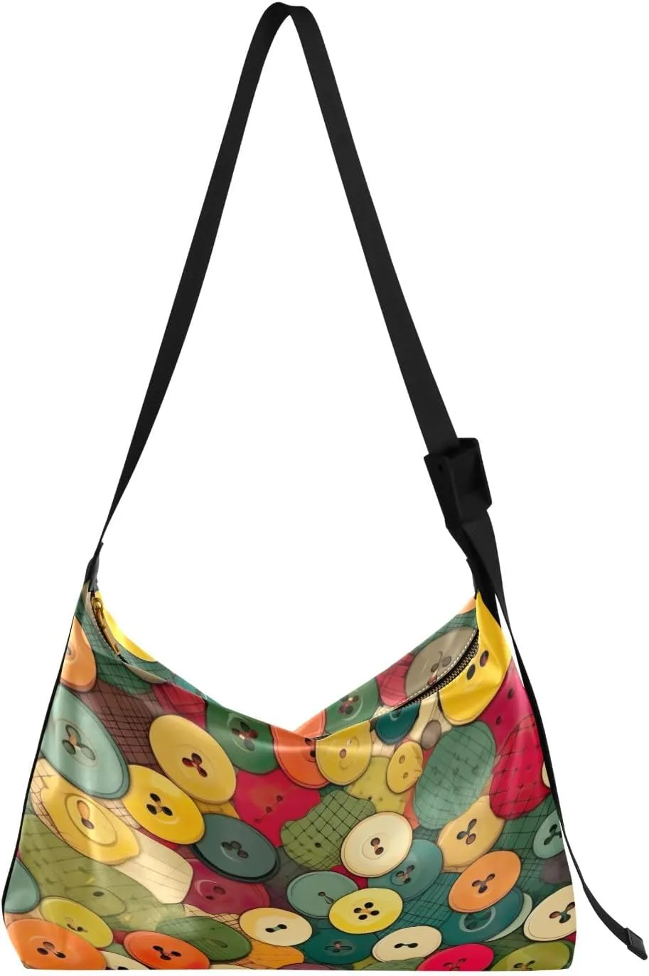 Patches of Buttons with Colors Cross Body Shoulder Bag Leather, Women's Shoulder Bag, Leather Shoulder Bag
