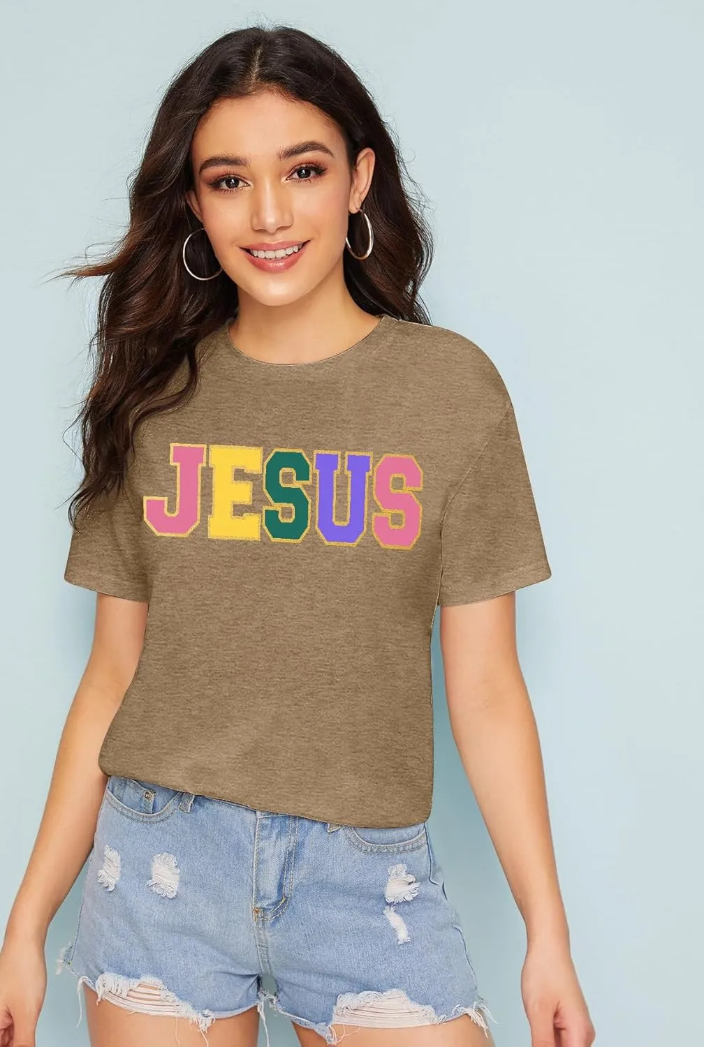 PECHAR Jesus Shirt Women Christian Religious Sayings T Shirts Jesus Faith Tops Bible Verse Shorts Sleeve Tee Shirts