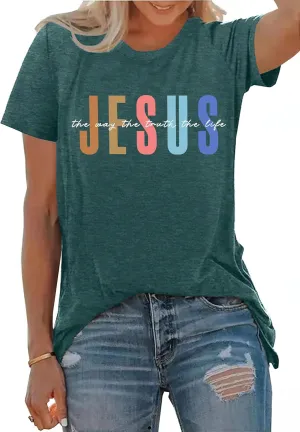 PECHAR Jesus Shirt Women Christian Religious Sayings T Shirts Jesus Faith Tops Bible Verse Shorts Sleeve Tee Shirts