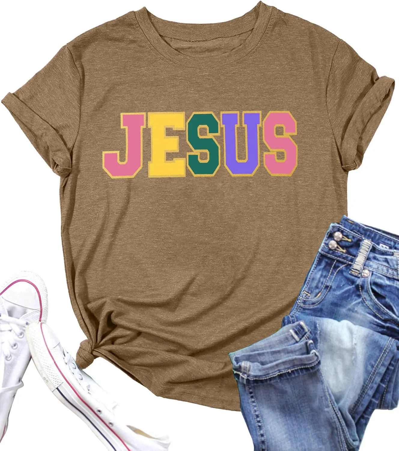 PECHAR Jesus Shirt Women Christian Religious Sayings T Shirts Jesus Faith Tops Bible Verse Shorts Sleeve Tee Shirts
