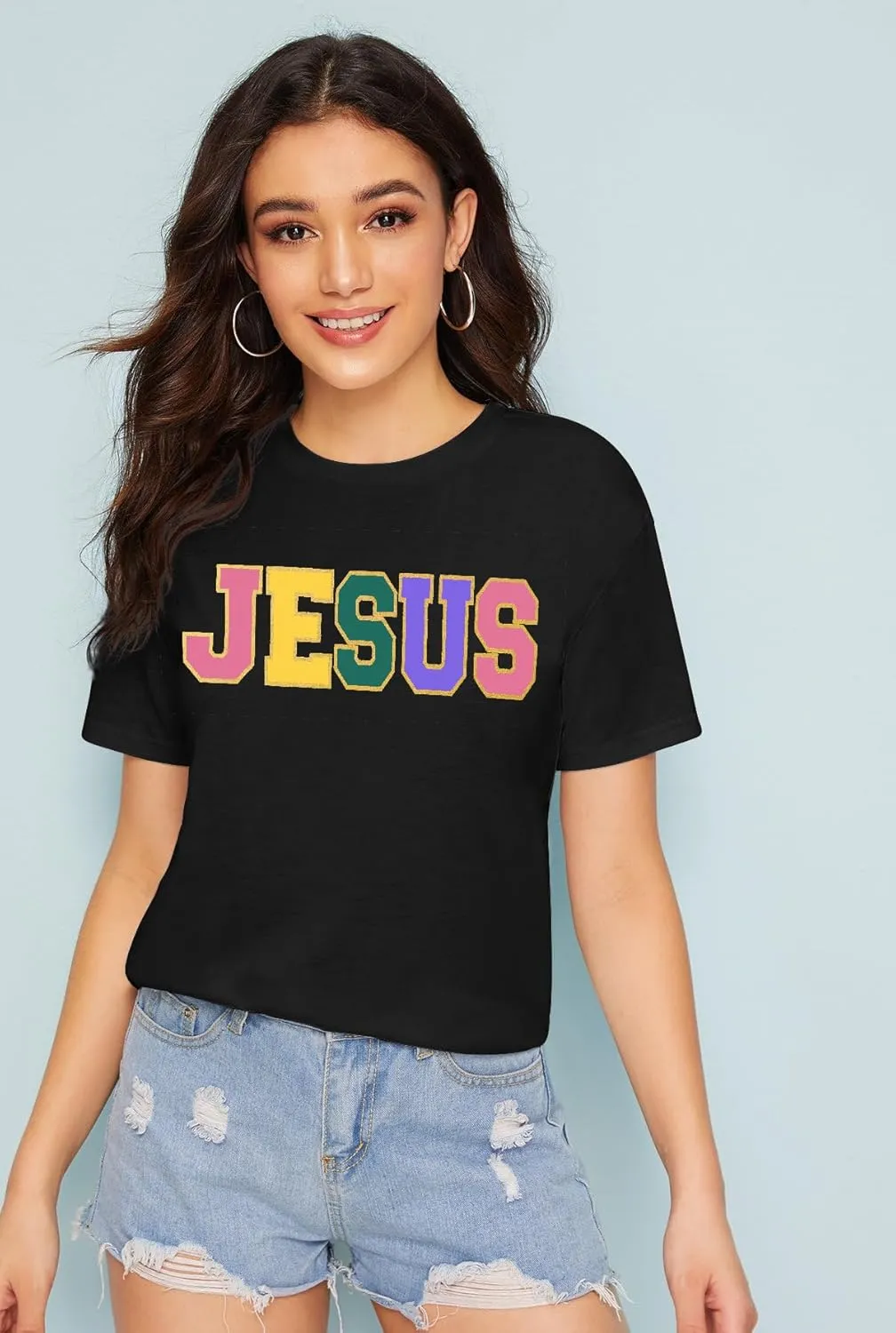 PECHAR Jesus Shirt Women Christian Religious Sayings T Shirts Jesus Faith Tops Bible Verse Shorts Sleeve Tee Shirts