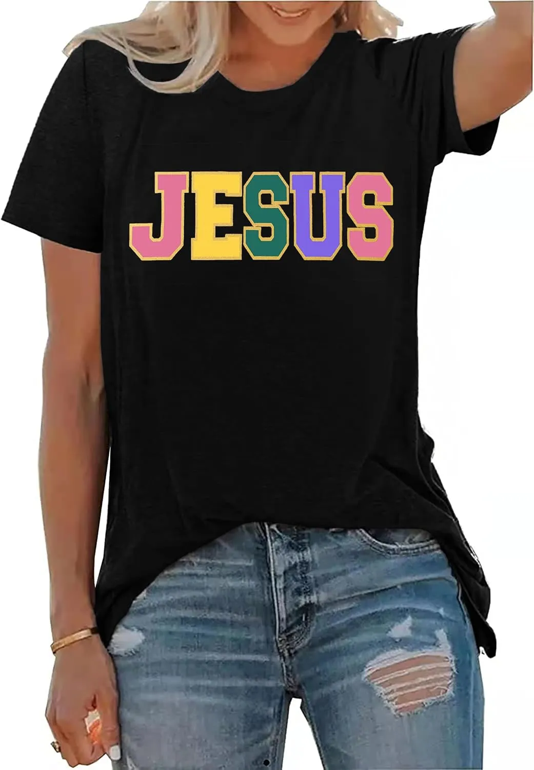 PECHAR Jesus Shirt Women Christian Religious Sayings T Shirts Jesus Faith Tops Bible Verse Shorts Sleeve Tee Shirts