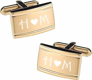 Personalized Gold Two Tone Stainless Steel Cufflinks Custom Engraved Free - Ships from USA