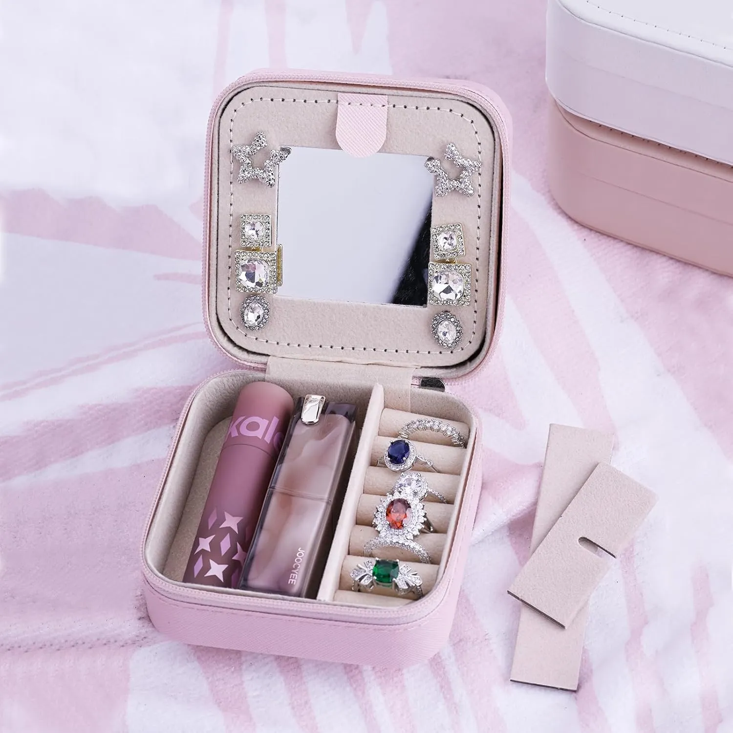 Personalized Jewelry Travel Case,Y Initial Jewelry Box,Mini Jewelry Boxes,Necklace Earrings Ring Jewelry Organizer,Christmas Gifts for Teens Girls,Initial