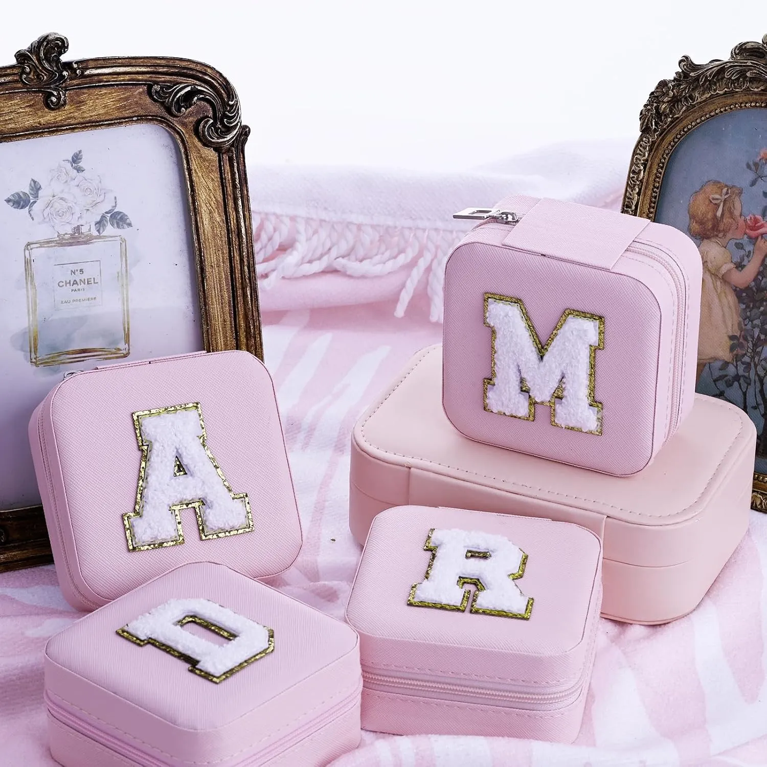 Personalized Jewelry Travel Case,Y Initial Jewelry Box,Mini Jewelry Boxes,Necklace Earrings Ring Jewelry Organizer,Christmas Gifts for Teens Girls,Initial