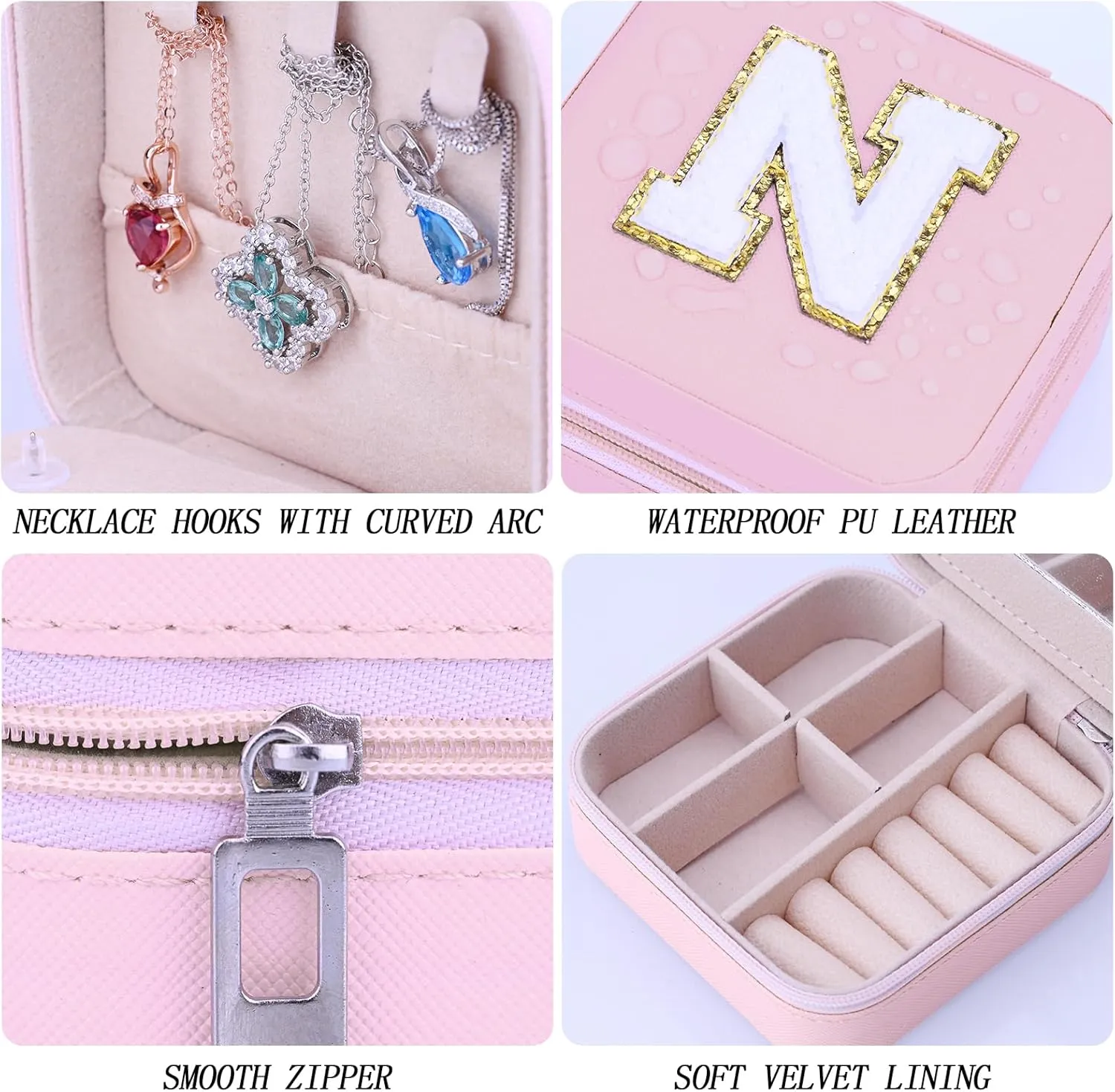 Personalized Jewelry Travel Case,Y Initial Jewelry Box,Mini Jewelry Boxes,Necklace Earrings Ring Jewelry Organizer,Christmas Gifts for Teens Girls,Initial