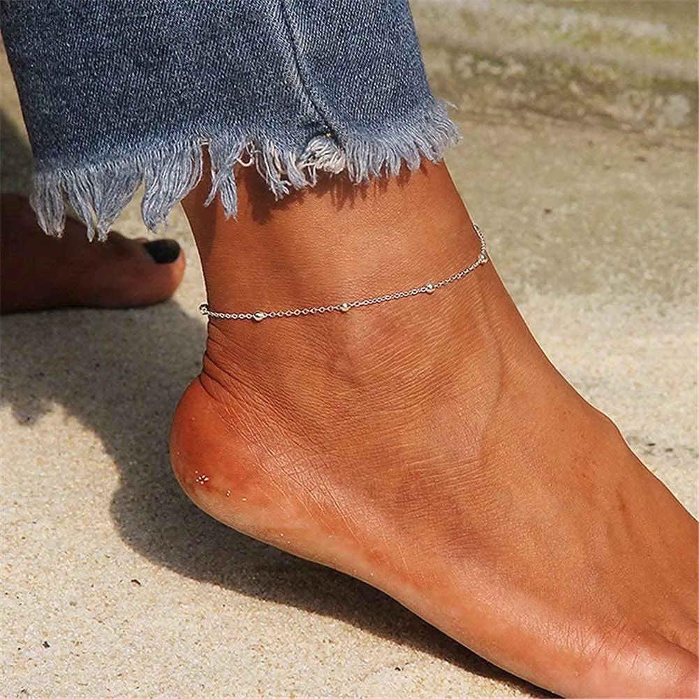 Personalized Name Ankle Bracelet for Women Custom Layered Name Anklet with Initials 18K Gold Plated Graduation Gift Customized Anklets for Women 8.7-10.7
