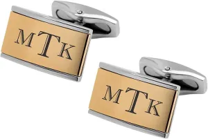 Personalized Silver & Gold Two Tone Cufflinks Monogram Custom Engraved Free - Ships from USA