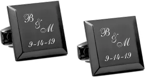 Personalized Stainless Steel Gunmetal Cufflinks Custom Engraved Free - Ships From USA