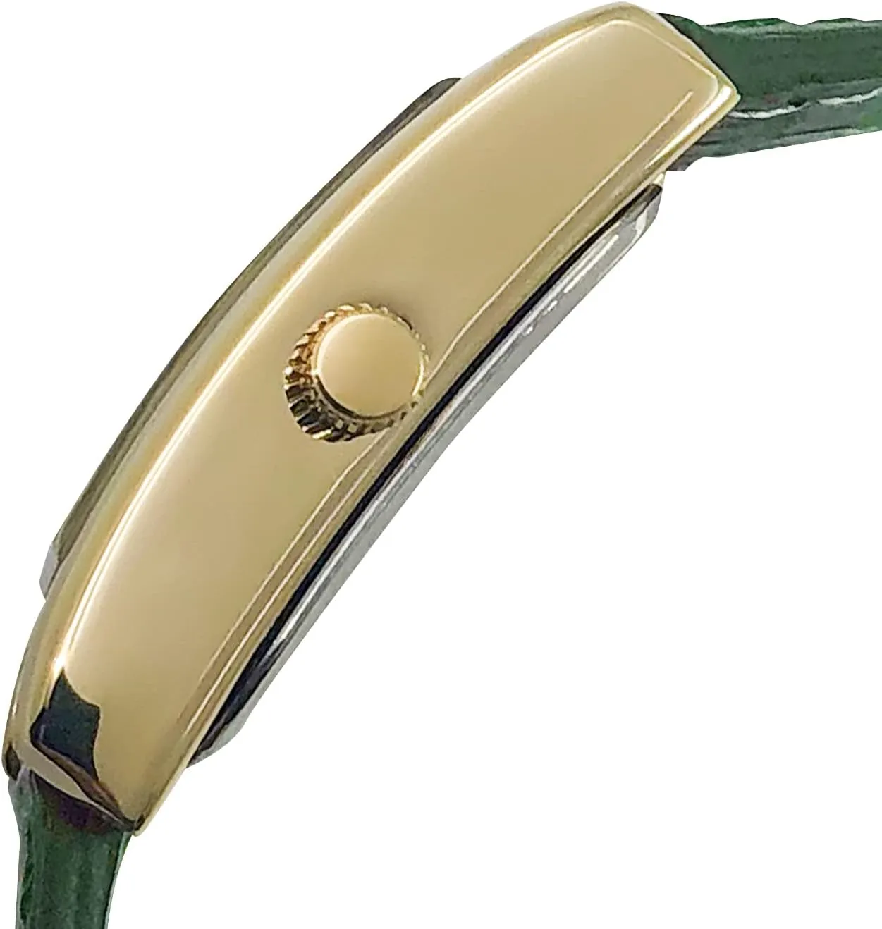 Peugeot Women's Classic 14Kt Gold Plated Watch, Rectangular Tank Shape Case with Leather Band and Easy to Read Dial