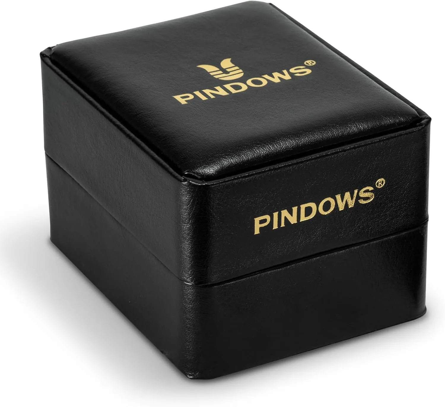 PINDOWS Watches for Men Diamond Date Calendar Quartz Watches Analog Stainless Steel Waterproof Luminous Two Tone Business Watch