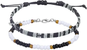Pingyongchang Boho Rice Beads Ankle Bracelets Colorful Adjustable Hand-Woven Rope Surfer Foot Jewelry Set Handmade Rope Wrap Friendship Bracelets Anklet for Women Men Jewelry Accessories