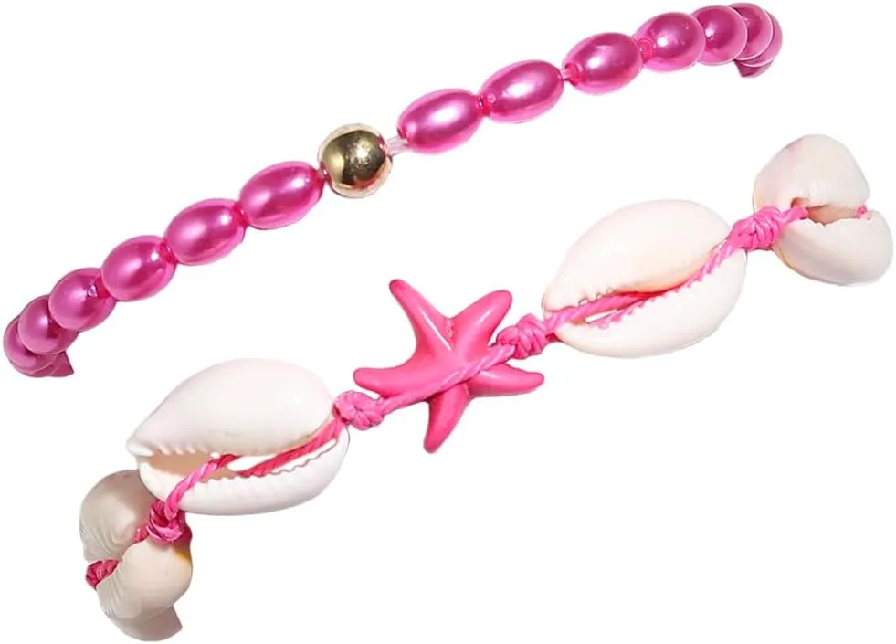 Pingyongchang Elastic Shell Bead Ankle Bracelets for Women Girls Gold Silver Colorful Shell Beads Chain Layered Bohemian Beach Bracelet Adjustable Handmade Friendship Jewelry Gifts Adjustable Size