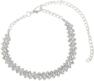 Pingyongchang Heart Rhinestone Ankle Bracelets for Women, Adjustable Silver Shiny Tennis Anklets,Stretch Love Twinkle Cubic Zircon Diamond Anklet Foot Chain Jewelry Gifts