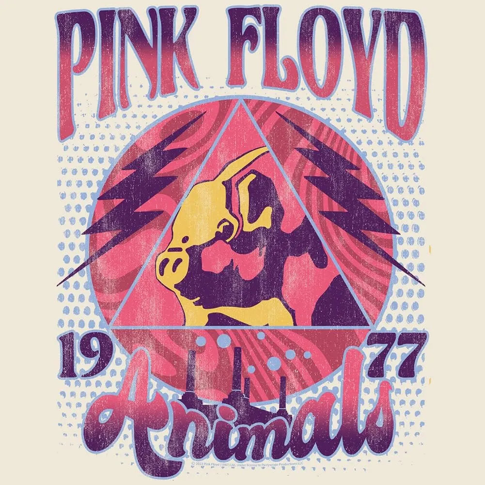 Pink Floyd 70s Rock 1977 Animals Adult Short Sleeve T-Shirts Vintage Style Graphic Tees
