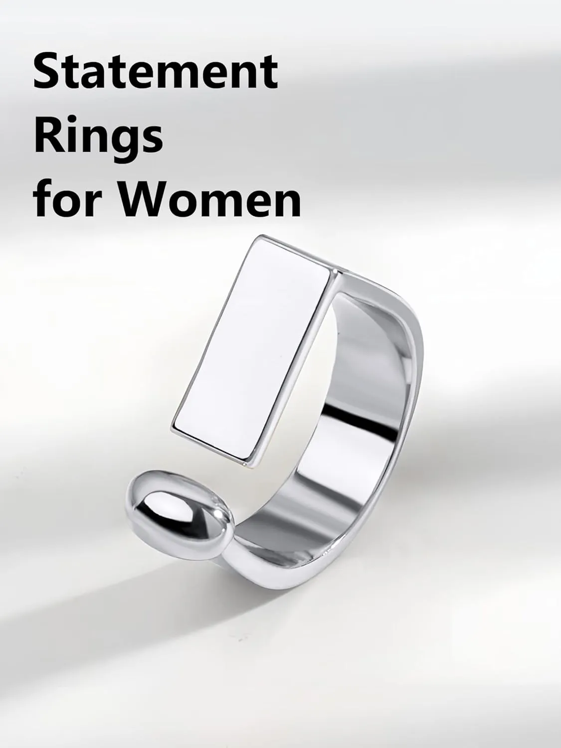 Platimun/18K Gold Plated Band Ring/Statement Rings for Women Fashion Everyday Jewelry Adjustable Rings(with Box)