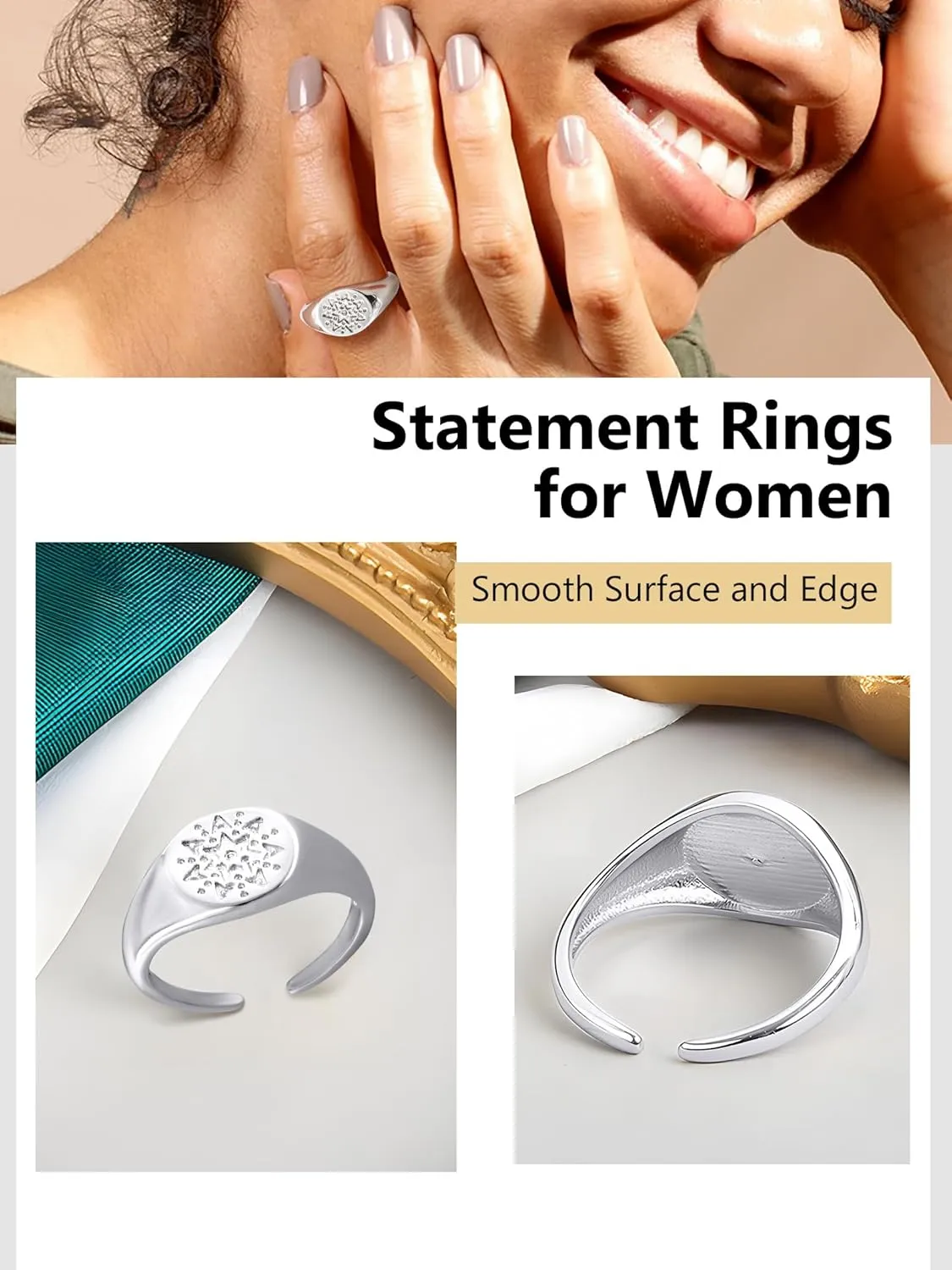 Platimun/18K Gold Plated Band Ring/Statement Rings for Women Fashion Everyday Jewelry Adjustable Rings(with Box)